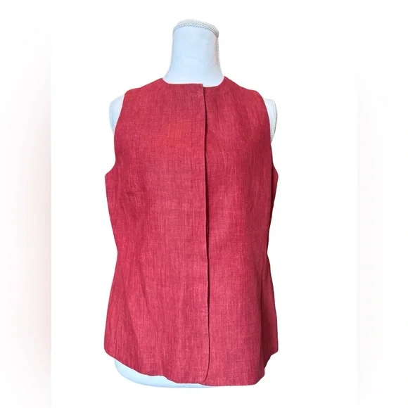 Jones New York Red Linen Sleeveless Blouse Size 6 Minimalist - Picture 2 of 8